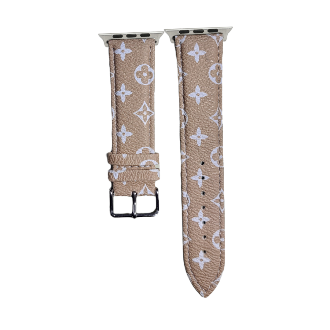 (38mm-40mm-41mm) Leather Pattern #7 Beige Band - باند جلد نقش #٧ بيج