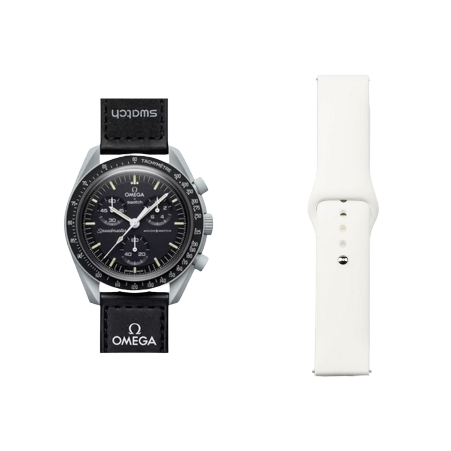 (OmegaXSwatch) Silicone Band White -  باند سيليكون لون ابيض 