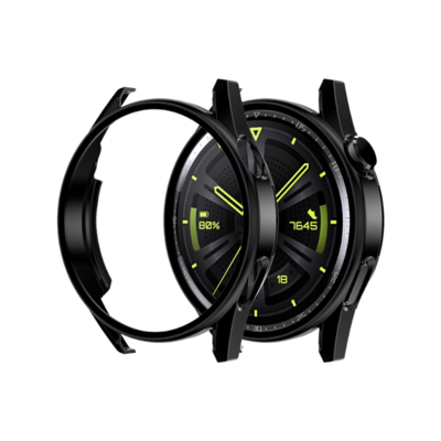(Huawei GT3 Pro 46mm ONLY) full cover with glass - Black - فل كفر  مع جام لساعه هواوي جي تي ٣ برو مقاس ٤٦لون اسود 