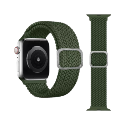 (38mm-40mm-41mm) Fabric stretch band Green - باند خام فري سايز زيتي 