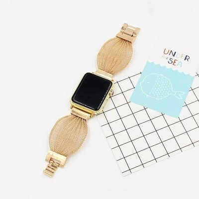 (42mm-44mm-45mm-49mm) Ladies Steel design gold color - باند نسائي ستيل ذهبي 