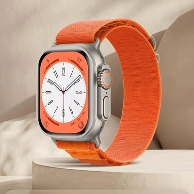 (42mm-44mm-45mm-49mm) Fabric Orange Alpine strap design - خام برتقالي تصميم ساعه الالترا الجديد 