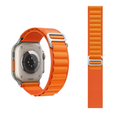 (42mm-44mm-45mm-49mm) Fabric Orange Alpine strap design - خام برتقالي تصميم ساعه الالترا الجديد 
