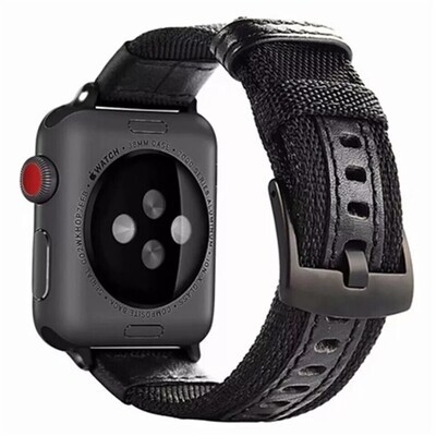 (42mm-44mm-45mm-49mm) Fabric Band new design Black -  باند خام تصميم جديد اسود 