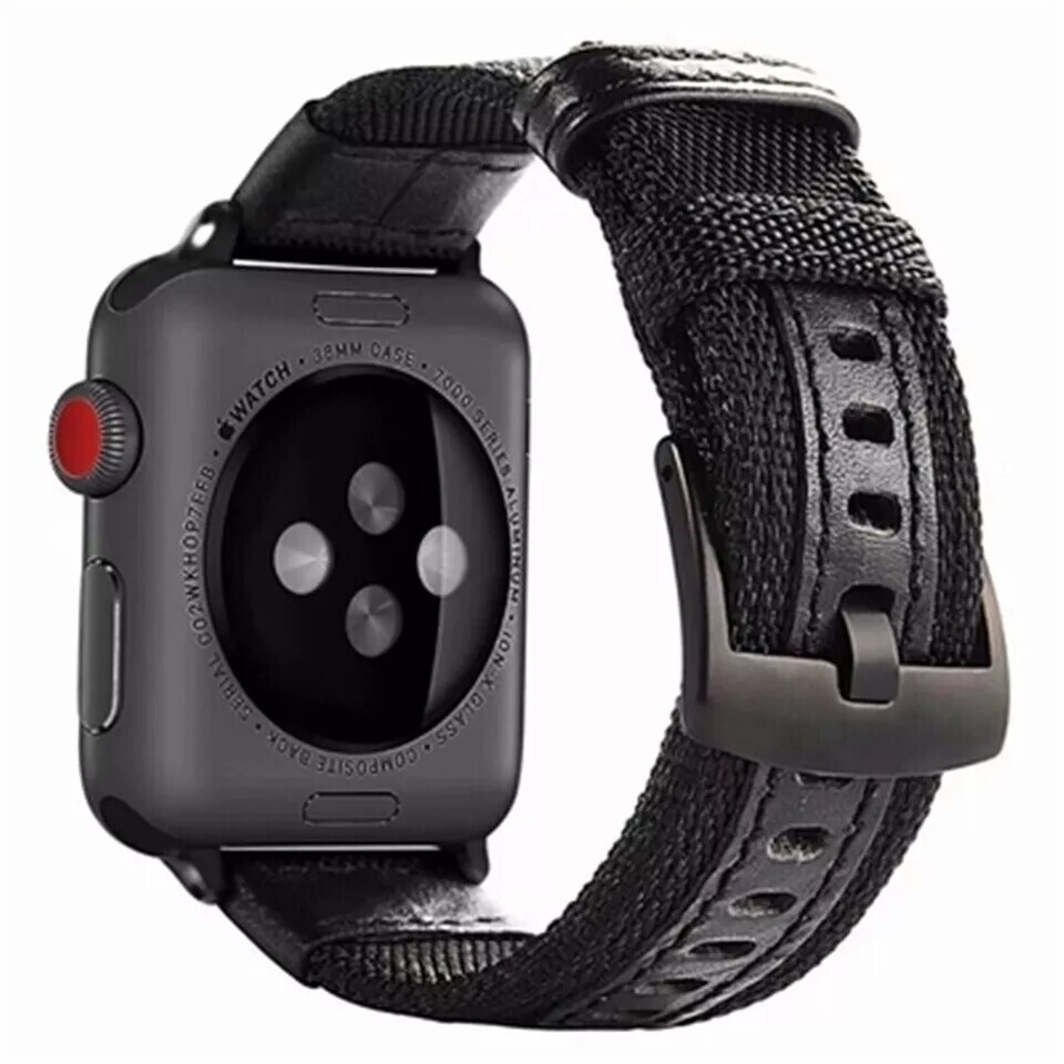(42mm-44mm-45mm-49mm) Fabric Band new design Black -  باند خام تصميم جديد اسود 
