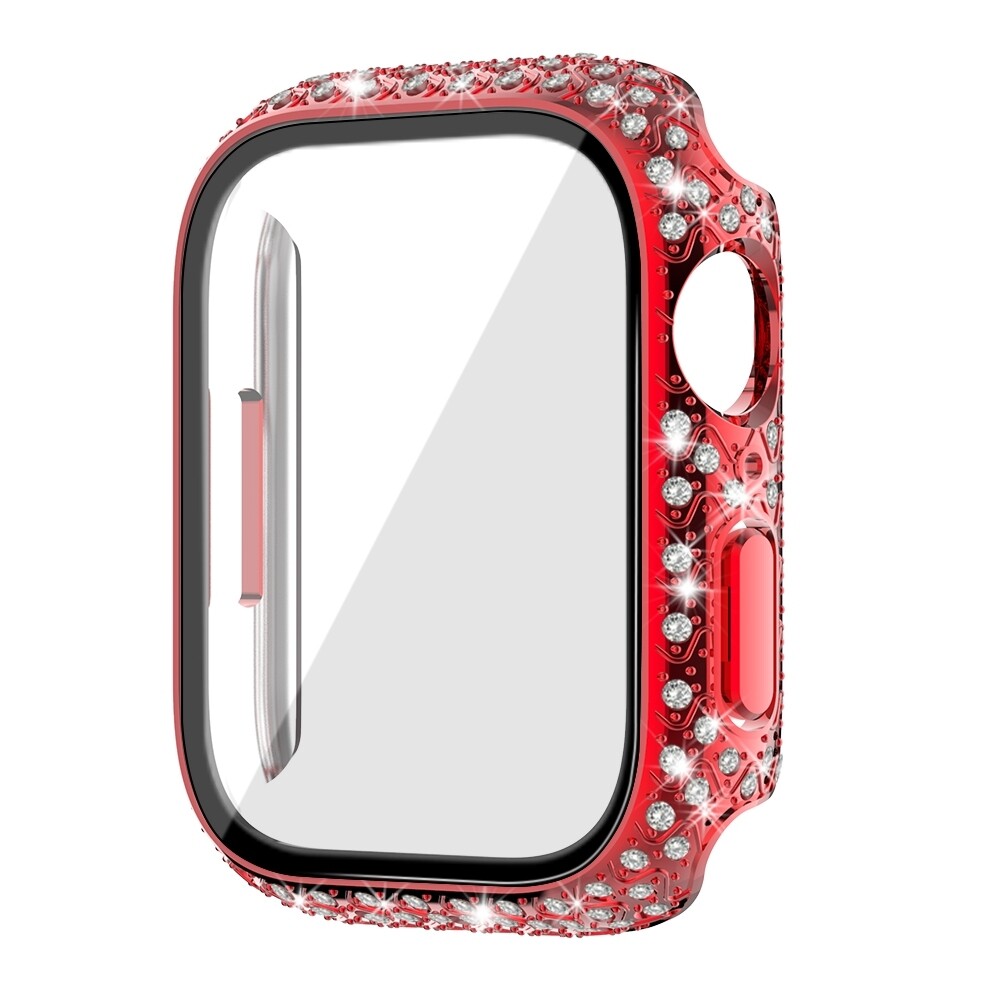 41mm Apple watch full diamond cover Red - فل كفر دايموند لساعات ابل مقاس  ٤١م - احمر  