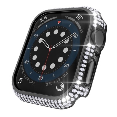 45mm Apple watch full diamond cover Black - فل كفر دايموند لساعات ابل مقاس  ٤٥م - اسود  