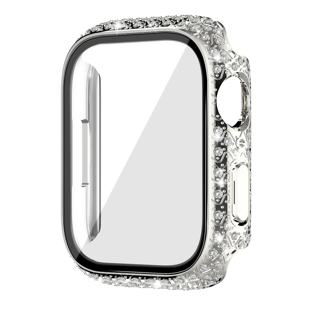 41mm Apple watch full diamond cover Silver - فل كفر دايموند لساعات ابل مقاس  ٤١م - سلفر  