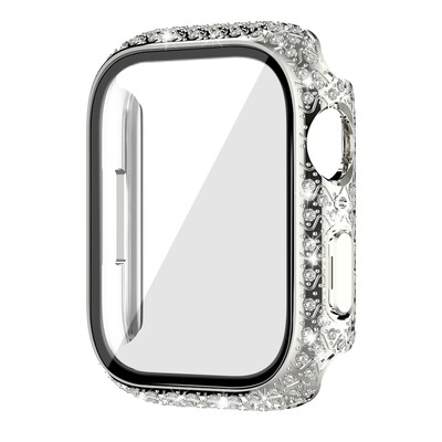 41mm Apple watch full diamond cover Silver - فل كفر دايموند لساعات ابل مقاس  ٤١م - سلفر  