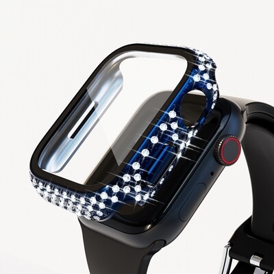 45mm Apple watch full diamond cover Blue - فل كفر دايموند لساعات ابل مقاس  ٤٥م - ازرق  