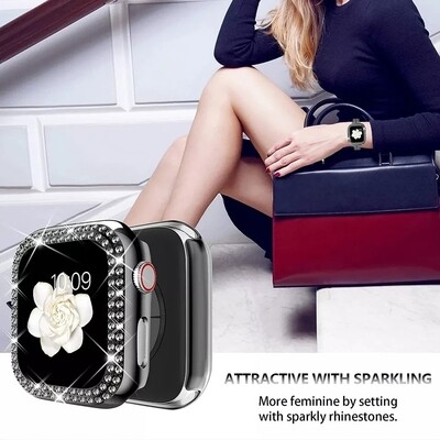 40mm Apple watch full cover Top diamond - Black - فل كفر اطار دايموند لساعات ابل مقاس  ٤٠م - اسود 