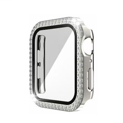 45mm Apple watch full cover Top diamond - Silver - فل كفر اطار دايموند لساعات ابل مقاس  ٤٥م - سلفر 