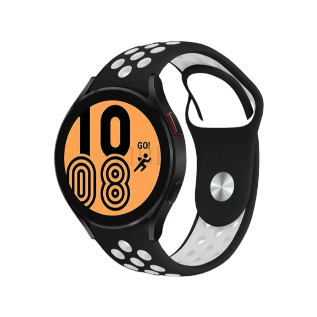 (22mm) Nike Sports Silicone band Black&amp;White - باند نايك سبورت سيليكون لون اسود مع أبيض 