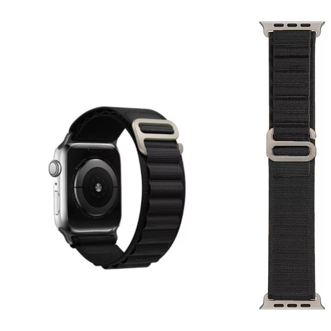 (42mm-44mm-45mm-49mm) Fabric Black Alpine strap design - خام اسود تصميم ساعه الالترا الجديد 