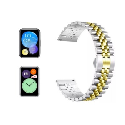 (Huawei Fit 1 &amp; 2 &amp; 3 &amp; 4/Pro) Rolex Silver &amp; Gold - رولكس سلفر مع ذهبي 