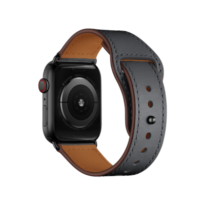 (42mm-44mm-45mm-49mm) Leather Grey - باند جلد رمادي 