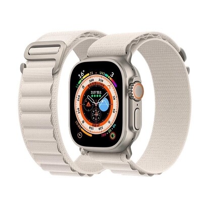 (42mm-44mm-45mm-49mm) Fabric White Alpine strap design - خام ابيض تصميم ساعه الالترا الجديد 