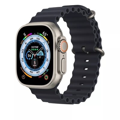 (42mm-44mm-45mm-46mm-49mm) Ocean Black new ultra strap design - باند سيليكون اسود تصميم ساعه الالترا الجديد 