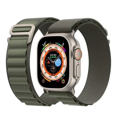 (42mm-44mm-45mm-49mm) Fabric Green Alpine strap design - خام زيتي تصميم ساعه الالترا الجديد 