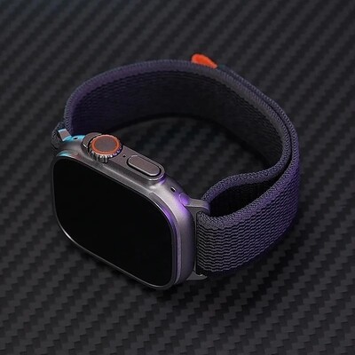 (42mm-44mm-45mm-49mm) Fabric Black Trail loop strap design - خام اسود تصميم ساعه الالترا الجديد 