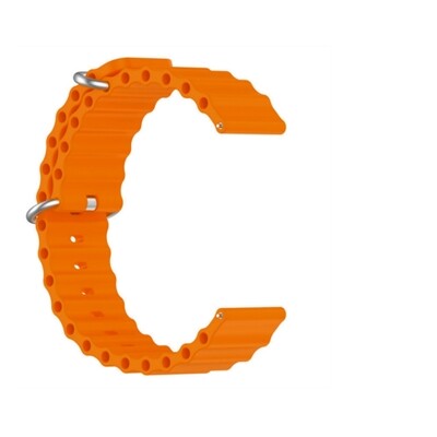 (20mm) Ocean Orange new ultra strap design - باند سيليكون برتقالي تصميم ساعه الالترا الجديد 