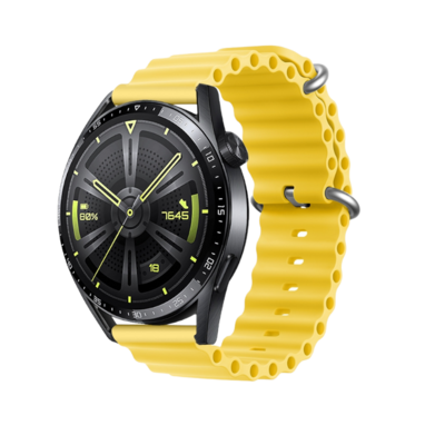 (20mm) Ocean Yellow new ultra strap design - باند سيليكون اصفر تصميم ساعه الالترا الجديد 