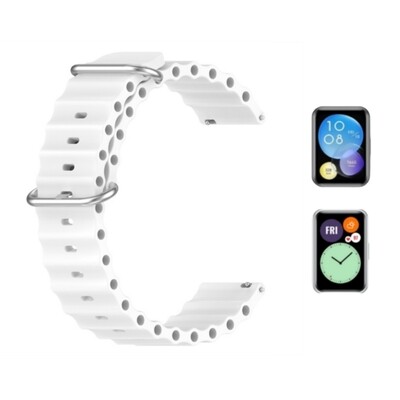 (Huawei Fit 1 &amp; 2 &amp; 3 &amp; 4/Pro) Ocean White new ultra strap design - باند سيليكون ابيض تصميم ساعه الالترا الجديد 