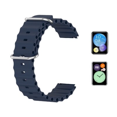(Huawei Fit 1 &amp; 2 &amp; 3 &amp; 4/Pro) Ocean Dark Grey new ultra strap design - باند سيليكون رمادي غامق تصميم ساعه الالترا الجديد 
