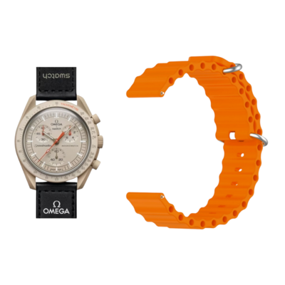 (OmegaXSwatch) Ocean Orange new ultra strap design - باند سيليكون برتقالي تصميم ساعه الالترا الجديد 
