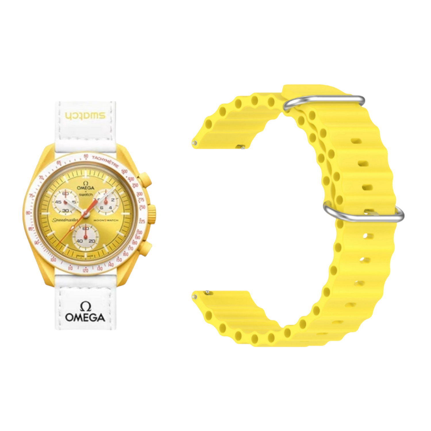 (OmegaXSwatch) Ocean Yellow new ultra strap design - باند سيليكون اصفر تصميم ساعه الالترا الجديد 
