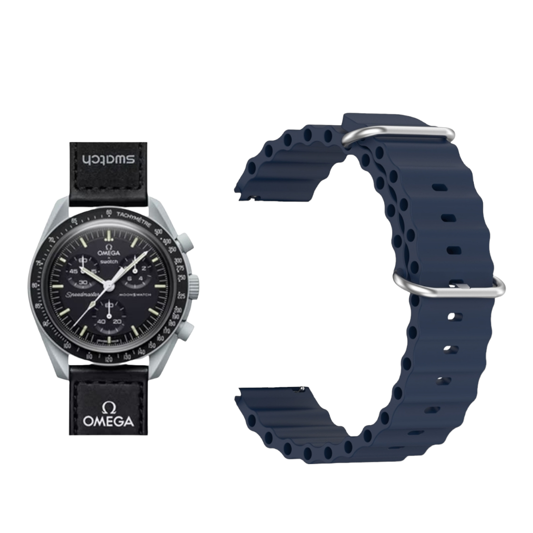 (OmegaXSwatch) Ocean Dark Grey new ultra strap design - باند سيليكون رمادي غامق تصميم ساعه الالترا الجديد 