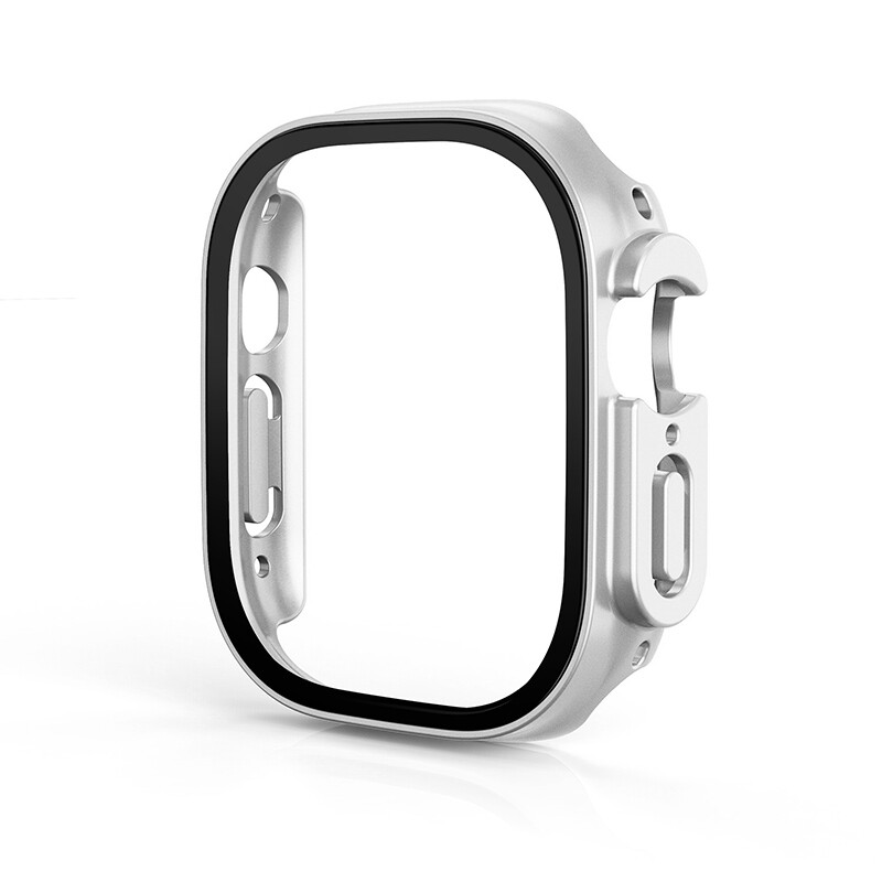 49mm apple watch Ultra Full cover with glass protection Silver  - كفر كامل مع حمايه شاشه ساعه ابل الترا سلفر مقاس ٤٩م