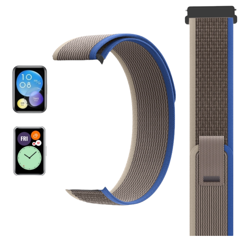 (Huawei Fit 1 &amp; 2 &amp; 3 &amp; 4/Pro) Trail Loop Grey&amp;Blue new ultra strap design - باند خام رمادي مع ازرق تصميم ساعه الالترا الجديد 