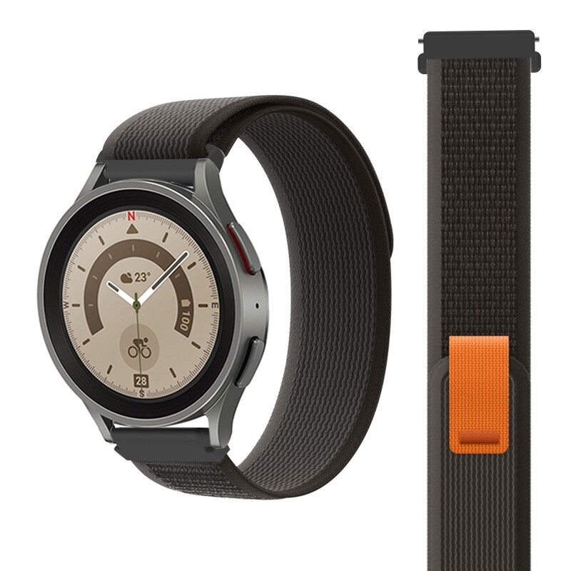 (20mm) Trail Loop Black&amp;Orange new ultra strap design - باند خام اسود مع برتقالي تصميم ساعه الالترا الجديد 