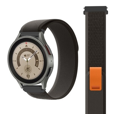(20mm) Trail Loop Black&amp;Orange new ultra strap design - باند خام اسود مع برتقالي تصميم ساعه الالترا الجديد 