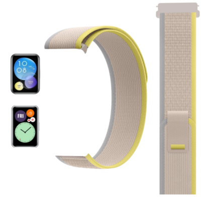 (Huawei Fit 1 &amp; 2 &amp; 3 &amp; 4/Pro) Trail Loop Grey&amp;Yellow new ultra strap design - باند خام رمادي مع اصفر تصميم ساعه الالترا الجديد 