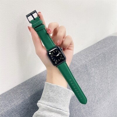 (38mm-40mm-41mm) Hermes Luxury Leather Green Band - جلد هرميز لكچري زيتي 