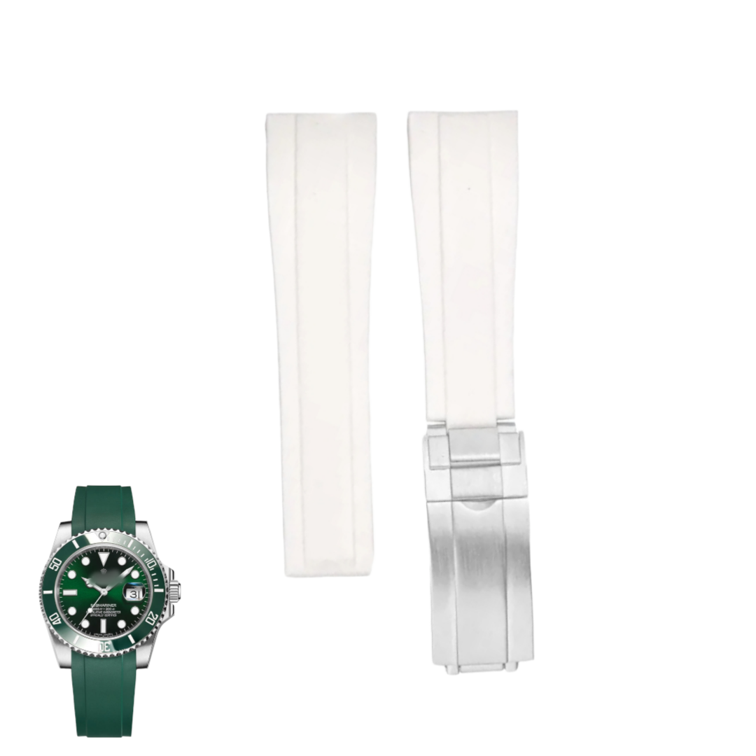 (42mm-44mm-45mm-46mm-49mm) Rolex rubber strap White - باند رولكس سيليكون ابيض 