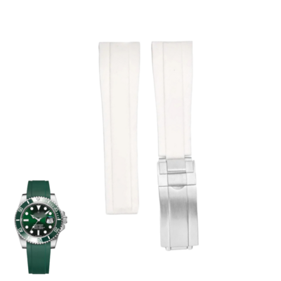 (42mm-44mm-45mm-46mm-49mm) Rolex rubber strap White - باند رولكس سيليكون ابيض 