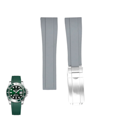 (42mm-44mm-45mm-46mm-49mm) Rolex rubber strap Grey - باند رولكس سيليكون رمادي 
