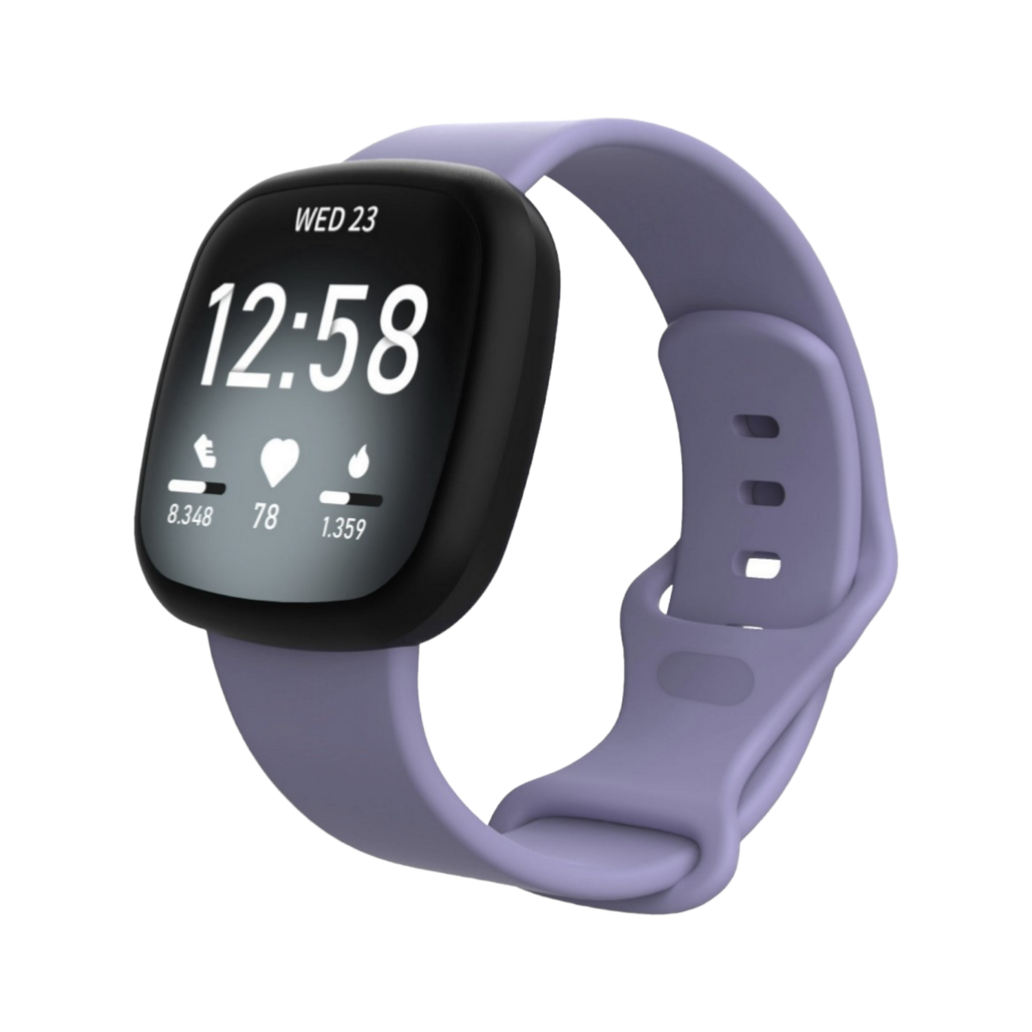 (Fitbit Versa 3/4/ Sense1/2 ONLY) Silicone band - Light Purple - باند سيليكون مخصص لساعه فيرسا ٣ و ٤ و فت بت سينس ١ و ٢ بنفسجي فاتح 