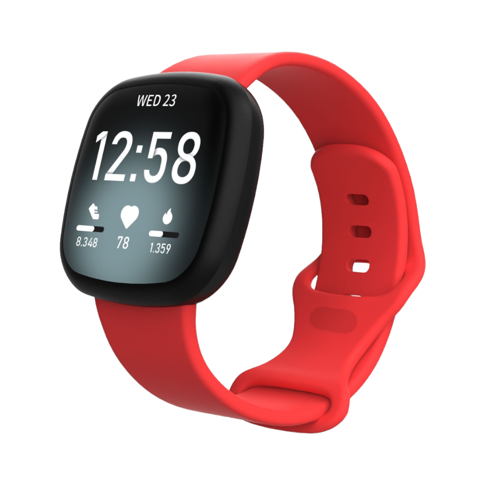 (Fitbit Versa 3/4/ Sense1/2 ONLY) Silicone band - Red - باند سيليكون مخصص لساعه فيرسا ٣ و ٤ و فت بت سينس ١ و ٢ احمر 