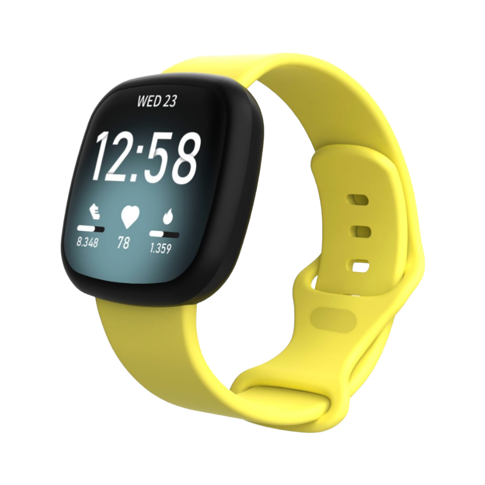 (Fitbit Versa 3/4/ Sense1/2 ONLY) Silicone band - Yellow - باند سيليكون مخصص لساعه فيرسا ٣ و ٤ و فت بت سينس ١ و ٢ اصفر 