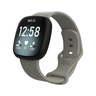 (Fitbit Versa 3/4/ Sense1/2 ONLY) Silicone band - Grey - باند سيليكون مخصص لساعه فيرسا ٣ و ٤ و فت بت سينس ١ و ٢ رمادي 