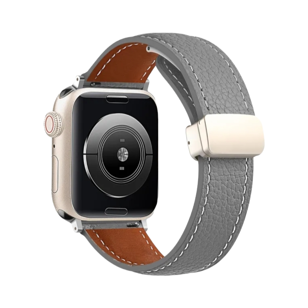 (42mm-44mm-45mm-49mm) Magnetic Leather Grey band - باند جلد مغناطيسي رمادي 
