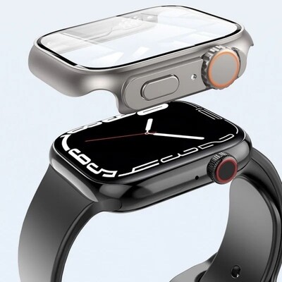 45mm Apple watch full cover with glass converter to ultra - فل كفر  مع جام لتحويل ساعات ابل مقاس  ٤٥ إلى الترا 