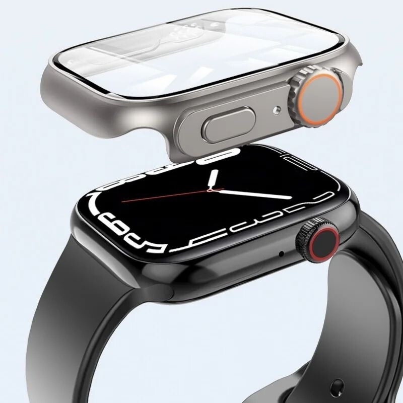 44mm Apple watch full cover with glass converter to ultra - فل كفر  مع جام لتحويل ساعات ابل مقاس  ٤٤ إلى الترا 