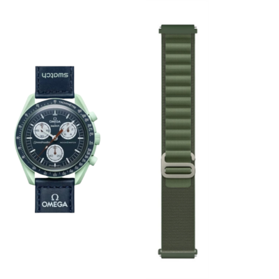 (OmegaXSwatch) Alpine loop Green new ultra strap design - باند خام زيتي تصميم ساعه الالترا الجديد 