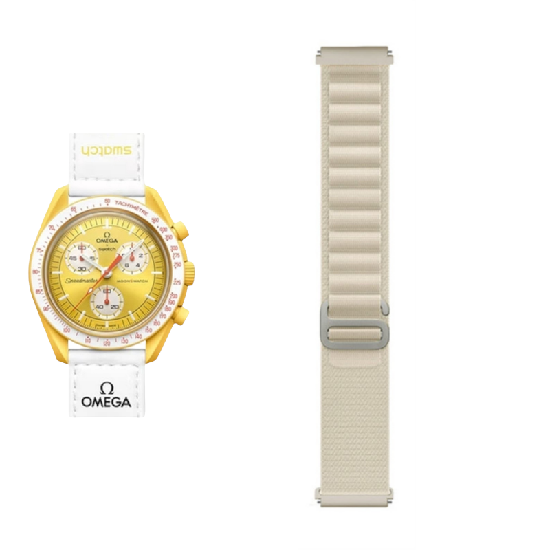 (OmegaXSwatch) Alpine loop White new ultra strap design - باند خام ابيض تصميم ساعه الالترا الجديد 