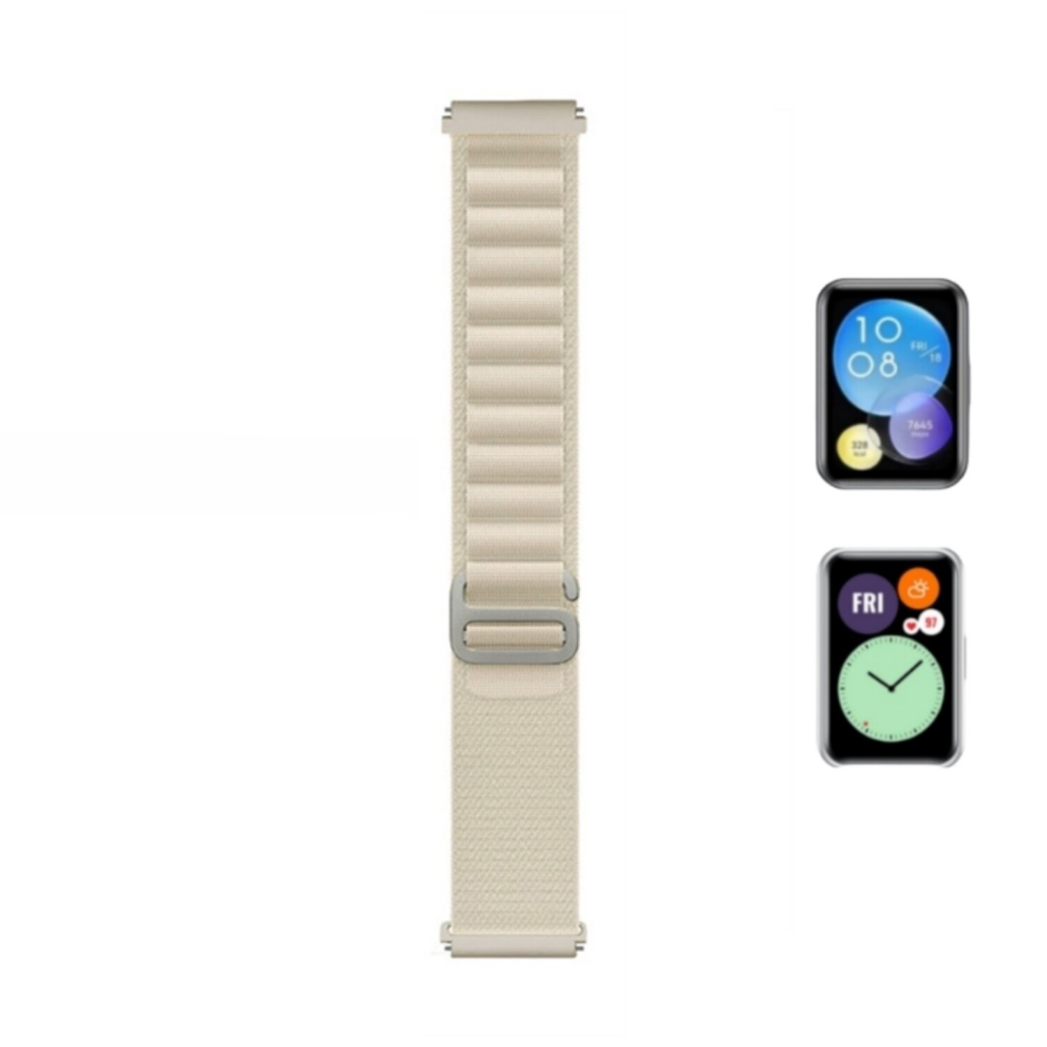 (Huawei Fit 1 &amp; 2 &amp; 3 &amp; 4/Pro) Alpine loop White new ultra strap design - باند خام ابيض تصميم ساعه الالترا الجديد 